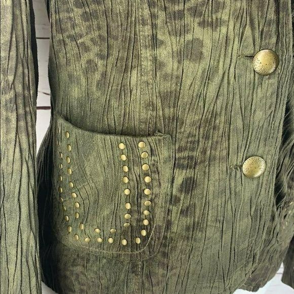 Reba Olive Green animal print Size Small Fitted Jacket blazer - Picture 6 of 12